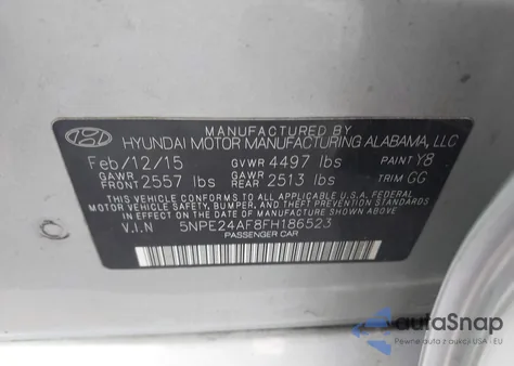 2015 Hyundai Sonata Se from USA, damaged, VIN 5NPE24AF8FH186523